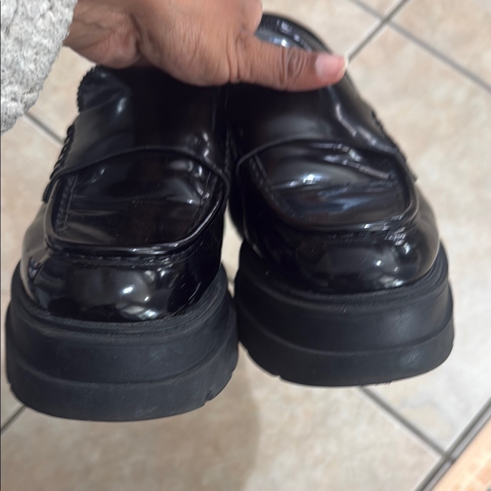Steve Madden women’s y2k Gaven Black chunky vintage leather style Loafers 10 M - Picture 5 of 10